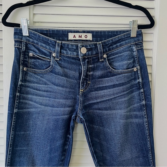 AMO Twist Low/Mid Rise Straight Leg Denim Jeans Split Cuff | True Blue | Size 26 - Picture 4 of 10